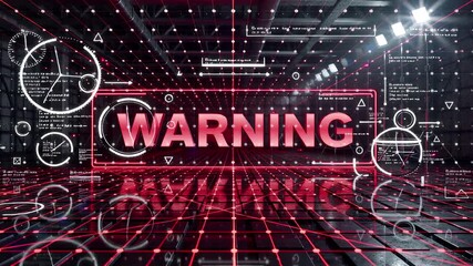 urgent red warning message with digital interface graphics and lights | technology, cybersecurity, warning, error, alert theme - Powered by Adobe