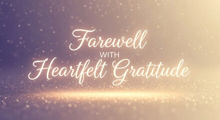 Farewell with heartfelt gratitude text on a sparkling background with a soft color gradient