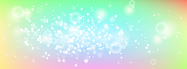 Prismatic unicorn design with shifting colors and metallic glitter effects. Multicolor gradient with luminous elements and copy space. Stock vector illustration in holographic style.