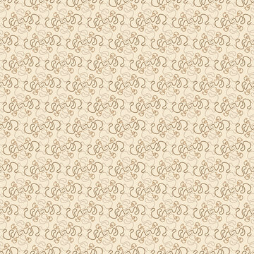 Luxury Seamless Wavy Line Pattern Vector with Neutral Baroque Color Palette and Delicate Swirls