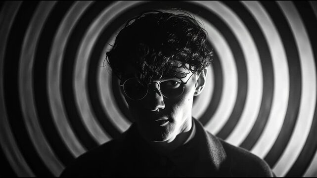 Intense Close-up of Person Under Hypnotic Swirling Effect