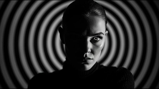 Intense Close-up of Person Under Hypnotic Swirling Effect