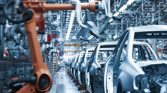 Automotive Car Body Production Line in Modern Factory