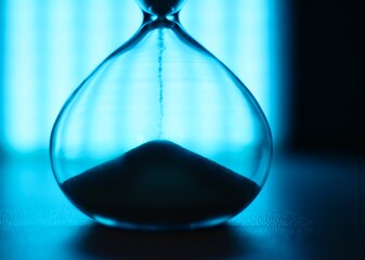 Hourglass as symbol of passing time concept photo