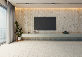 Naklejka premium Large luxury modern bright interiors Living room mockup illustration 3D rendering image