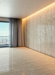 Naklejka premium Large luxury modern bright interiors Living room mockup illustration 3D rendering image