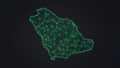 Obraz premium Saudi Arabia's digital map, a futuristic network of smart cities and data.