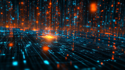 Abstract data streams cross a digital grid forming vibrant flowing connections representing information flow futuristic technology network communication and dynamic cyber visualization in 3D space