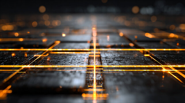 Abstract data streams cross a digital grid forming vibrant flowing connections representing information flow futuristic technology network communication and dynamic cyber visualization in 3D space