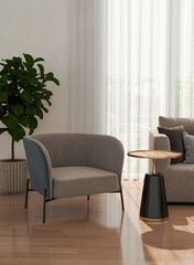 Naklejka premium Large luxury modern bright interiors Living room mockup illustration 3D rendering image