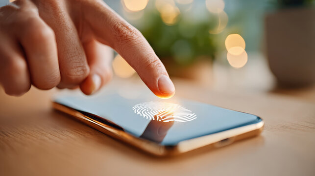 Fingerprint authentication on smartphone screen - Powered by Adobe