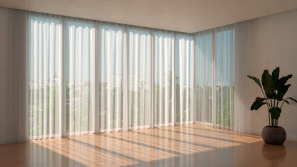 Naklejka premium Large luxury modern bright interiors Living room mockup illustration 3D rendering image