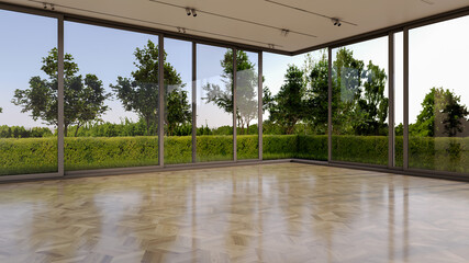 Naklejka premium Large luxury modern bright interiors Living room mockup illustration 3D rendering image