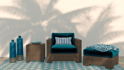 Large luxury modern bright interiors Living room mockup illustration 3D rendering image