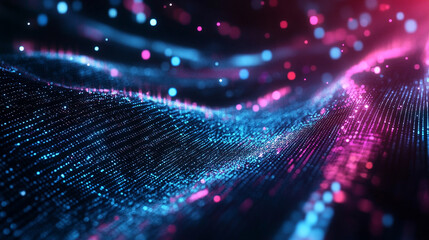 Abstract data streams cross a digital grid forming vibrant flowing connections representing information flow futuristic technology network communication and dynamic cyber visualization in 3D space