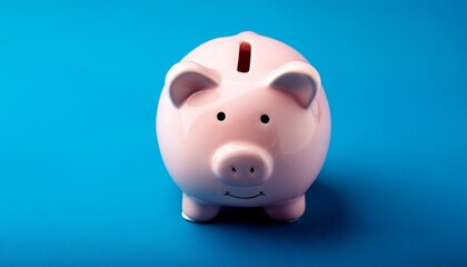 Piggybank With Bitcoin Logo On Blue Background
