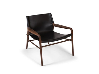 modern leather black design chair with backrest isolated on white