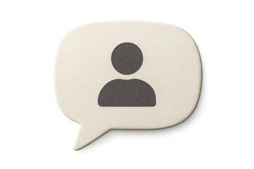 User profile icon with speech bubble representing communication, social media, contact, and networking concepts