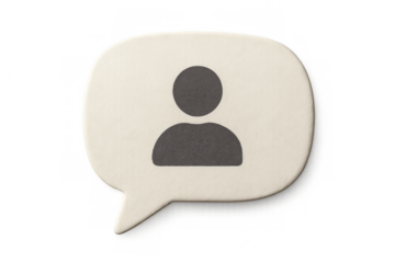 User profile icon with speech bubble representing communication, social media, contact, and networking concepts