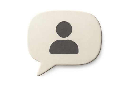 User profile icon with speech bubble representing communication, social media, contact, and networking concepts
