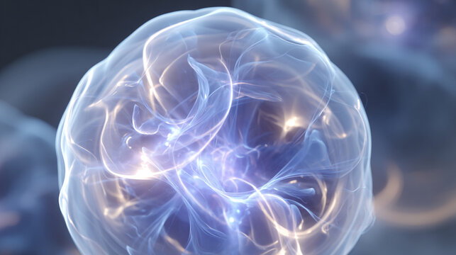 Abstract fusion energy core glowing in blue-white light radiating power and futuristic energy representing advanced technology science innovation and dynamic digital visualization in a sci-fi style