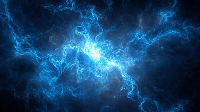 Abstract fusion energy core glowing in blue-white light radiating power and futuristic energy representing advanced technology science innovation and dynamic digital visualization in a sci-fi style