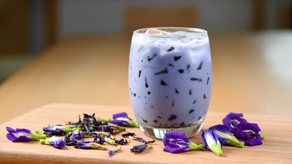 butterfly pea milk tea