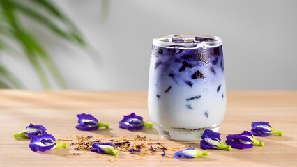 butterfly pea milk tea