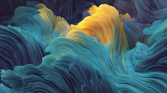 Abstract wave patterns with motion blur creating dynamic flowing lines and vibrant energy representing movement fluidity digital art and futuristic design in a visually striking composition