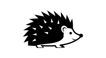 Charming Hedgehog Silhouette A Black and White Icon Illustrating Wildlife and Nature's Beauty
