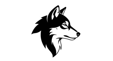 Naklejka premium Black and White Wolf Head Silhouette, Animalistic Logo Emblem, Vector Illustration
