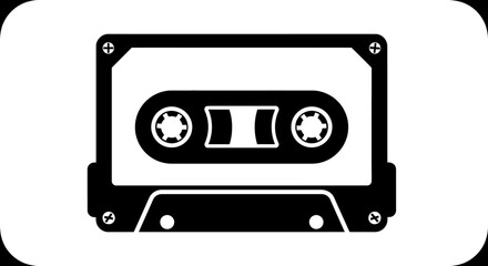 Retro audio cassette tape symbol representing analog music storage and vintage sound recording technology