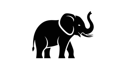Majestic elephant silhouette in profile, a powerful symbol of strength, wisdom, and the wild, ideal for diverse graphic design projects, representing nature's grandeur and iconic animal