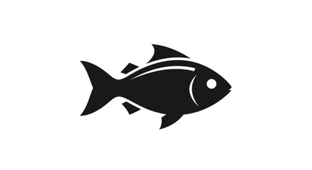 Silhouette of a simple fish icon representing aquatic life and seafood