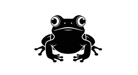 Black and White Frog Icon Simple Silhouette Design for Various Applications and Designs