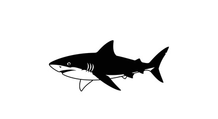 Stylized black and white illustration of a shark, depicting the powerful form of this iconic marine predator, ideal for ocean-themed graphic designs