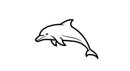 Elegant Black and White Dolphin Illustration A Graceful Marine Mammal on White Background