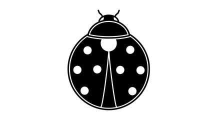Simple ladybug icon in black and white. A minimalist graphic symbol of a spotted beetle, suitable for logos or web design. Clean vector illustration of an insect © Nasima