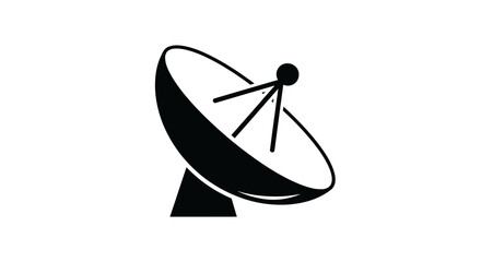 A minimalist vector illustration of a satellite dish, a symbol for telecommunication, network signals, and modern technology