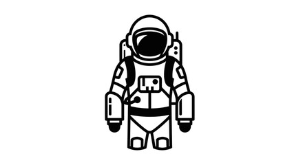 Iconic Astronaut Suit Illustration Exploration & Space Travel Symbol