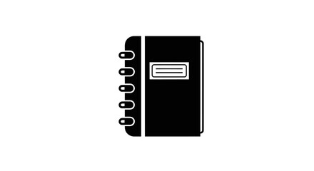 Minimalist graphic illustration of a spiral-bound notebook, representing essential office supplies, academic tools, and personal organization for planning, note-taking, and daily task management
