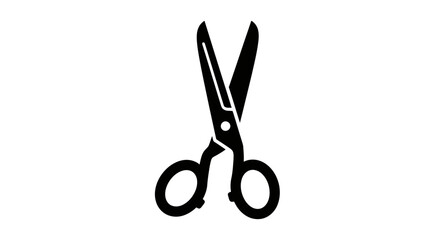Scissors silhouette image for design, crafting, and DIY projects featuring sharp black outline, cutting tools, and handles on white background