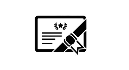 Elegant diploma or certificate icon with a ribbon and star, representing achievement and recognition