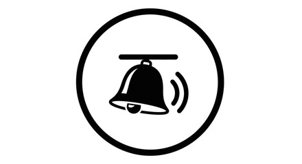 Circular Bell Notification Icon with Sound Waves Representing Digital Alert and Alarm for Mobile Applications and Website User Interfaces - Modern Vector Graphic Design Element