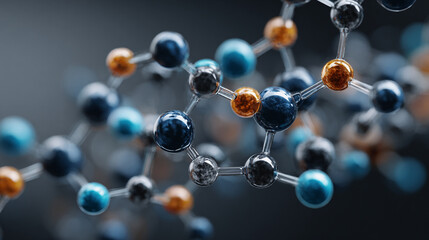 AI system analyzing a molecular model, highlighting advanced technology, scientific research, computational chemistry, and futuristic data-driven molecular insights.