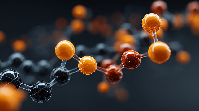 AI system analyzing a molecular model, highlighting advanced technology, scientific research, computational chemistry, and futuristic data-driven molecular insights.