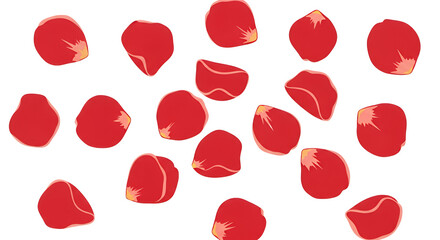 Scattered Red Rose Petals on a White Background A Symbol of Love and Beauty