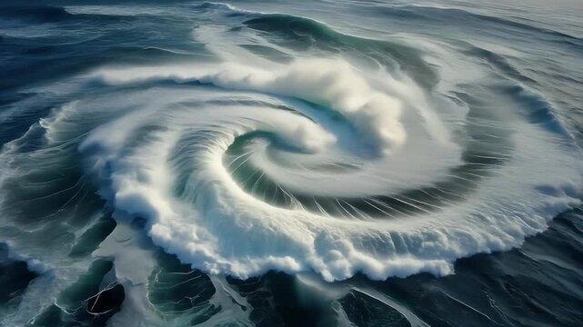 Captivating aerial view of swirling ocean water