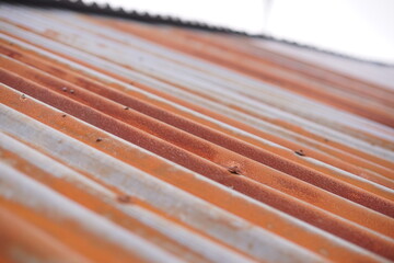 Weathered corrugated metal roof showcasing rich rust textures, aged patinas, and distinctive linear patterns under soft, diffused light, evoking a sense of time and decay