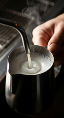 Frothing milk for latte art tutorial barista training coffee shop milk steaming technique guide